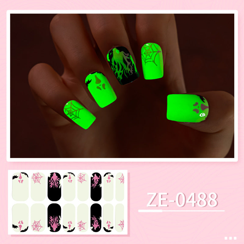 Apply Oil Film Fluorescent Nail Enhancement Sticker Glow At Night
