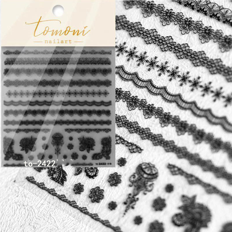 Lace Embossed Sticker Black And White Decal Nail Enhancement