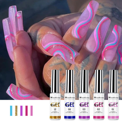 12 Colors Pull Glue 3D Painted Nail Pull Glue