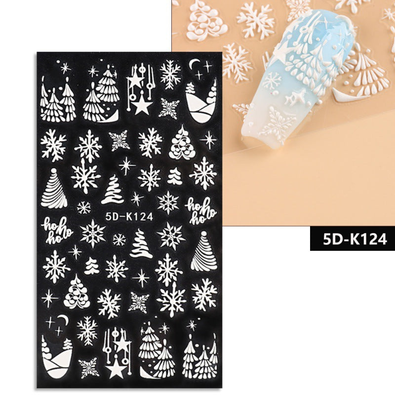 5D Relief Nail Stickers European And American Style Christmas Snowflake