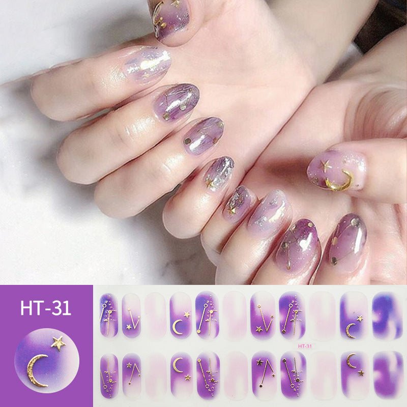 Hot Gold Star Moon Laser Nail Sticker