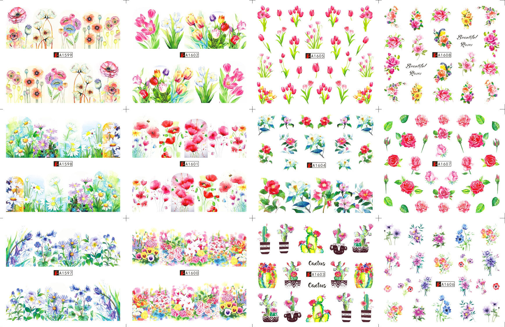 New Foreign Trade Water-based Easter Rabbit Flower English Water Transfer Nail Beauty Applique Nail Sticker