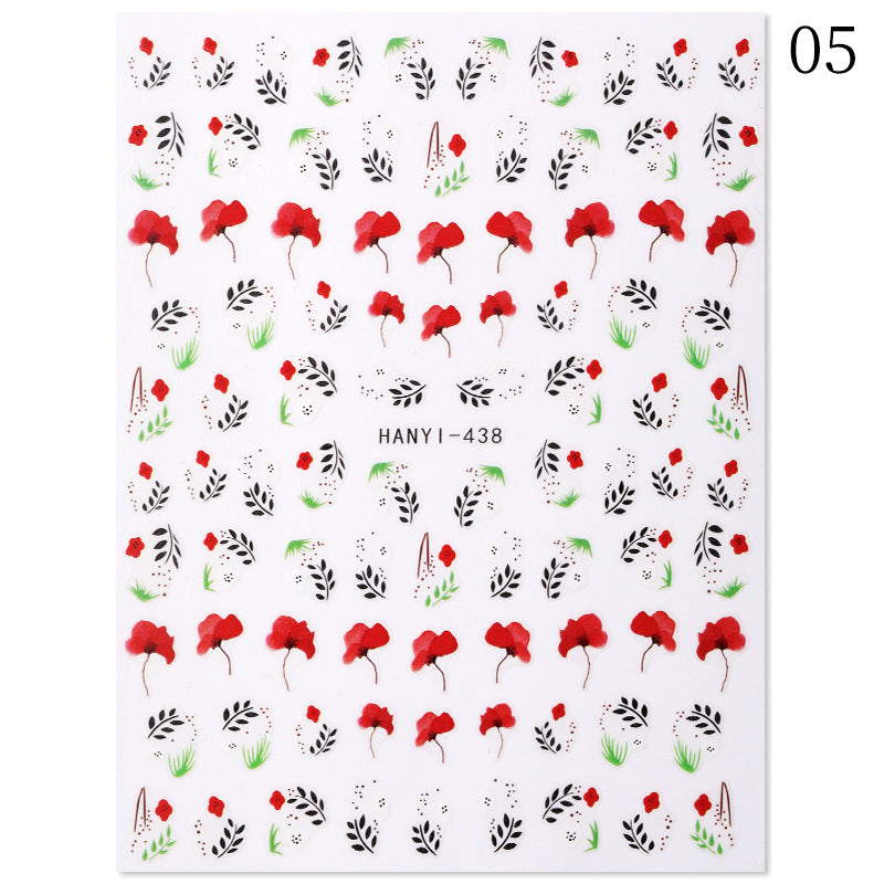 New Hot 3D Coconut Tree Sunflower Nail Sticker Leopard Butterfly Flower Nail Art Sticker